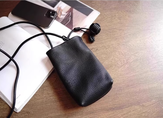 Single shoulder crossbody mobile phone bag vertical small portable small bag soft leather mini women's bag